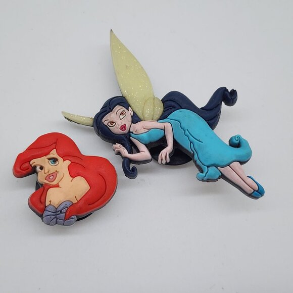 Jibbitz Crock Bracelet Shoe Pin Button Tinker Bell and Ariel - Picture 1 of 7